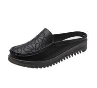 Generisch Pantoletten Damen Leder Elegant Hausschlappen Geschlossen Slides Hinten Offen Schlappen Rutschfest Flache Sohle Damenhausschuhe Lässige Modische Clogs Gartensandalen Sommerschuhe 2025