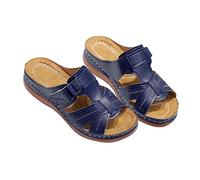 Generisch Pantoletten Damen Leder Fußbett Atmungsaktive Pantoffeln Frauen Plateausandalen Bequeme Hausschuhe Rutschfest Sommer Badelatschen Damenpantolette Sommerschlappen Mit Fußgewölbeunterstützung