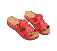 Generisch Pantoletten Damen Leder Fußbett Atmungsaktive Pantoffeln Frauen Plateausandalen Bequeme Hausschuhe Rutschfest Sommer Badelatschen Damenpantolette Sommerschlappen Mit Fußgewölbeunterstützung