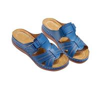 Generisch Pantoletten Damen Leder Fußbett Atmungsaktive Pantoffeln Frauen Plateausandalen Bequeme Hausschuhe Rutschfest Sommer Badelatschen Damenpantolette Sommerschlappen Mit Fußgewölbeunterstützung