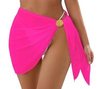 Generisch Pareo Damen Strand, Pareo Tuch Damen Luftig Kurze Leicht Wickelrock Pareos Leopardenmuster Chiffon Sommer Wrap Bikini Hüfte Strandtuch Strandrock Cover Up Beach Wickeltuch