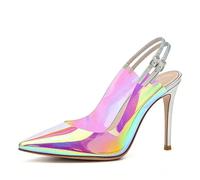 Generisch Party-Sandalen Aus Irisierendem PVC, Slingback, Stilettos, Doppelte Verstellbare Schnalle. Hochzeitsschuhe Für Formelle Abende Und Dinners.,Multi Colored,37 EU