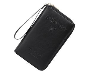 Generisch Passport Wallet, Book Holder, Pu Leather Organizer with Multi-Card Slots 5.7 X 4.3 Inches, Travel Purse, Waterproof Case for Men, Women, Money, Ticket, Airport, Photocards Use, Pink Black