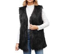 Generisch Pelz Weste Damen Lang Elegant Kunstpelz Fleeceweste Ärmellos V Ausschnitt Weste Damen Fell Winter Warm Mittellang Pelzweste Frauen Kunstfell Fleece Longweste Flauschig Plüsch Winterjacke