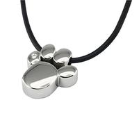 Generisch Pfote Hund Katze Bär Teddy Magnetschmuck Anhänger silber mit schwarzer Silikonkette silber mit schimmernden edlen Solitaire Crystals + Kette im Magnetix Retro Design TRX # 714