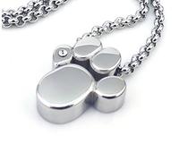 Generisch Pfote Magnetschmuck Anhänger silber mit Edelstahl Gliederkette und glitzerndem Original Solitaire Element Magnetix Tier Design Hund Katze Bär Teddy # 714 Gl