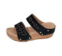 Generisch Plateau Sandalen Damen Sommer Keilabsatz Pantoletten Wort Schnalle Mit Dicken Römischen Offenen Zehen Slope Heel Hausschuhe Latschen Schuhe Bequeme 37 39 Fußbett Slide Schwarz 38