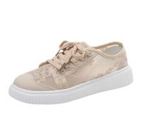 Generisch Plattform Hochzeit Schuhe Damenschuhe Boardschuhe Weiße Schuhe Low Top Mesh Atmungsaktive Flache Sneakers Leichte Freizeitschuhe (Khaki, 41)