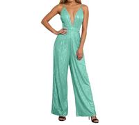 Generisch Playsuits Cocktail Jumpsuit Damen Push Up Overall Elegant Mit Glitzer Party Hosenanzug Ärmellos Bodysuit Lang Club Strampler Sommer Frühling Streetwear Sexy Onesie Festlich Outfit