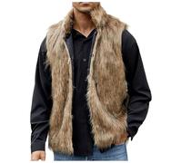 Generisch Plüschweste Herren Dick Warme Weiche Fellweste Winter Revers Kunstpelz Weste Kurzweste Kunstfell Mantel Jacke Faux Pelz Waistcoat Ärmellos Winterjacke Parka Fell Mäntel Felljacke Pelzjacke