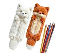 Generisch Plush Pencil Case | 2 Pieces Animal Stationery Organizer Bag