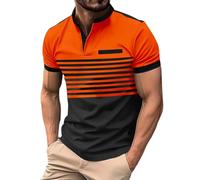 Generisch Poloshirt Herren Kurzarm Polohemd Giraffe Stickerei Einfarbig T-Shirt Sport Poloshirt Herren Sport Poloshirt Herren Atmungsaktiv Striped Polo Shirt Men