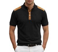 Generisch Poloshirt Herren Kurzarm - Strukturiertes Strickhemd mit Stehkragen kontrastierendem Einsatz für lässigen im Alltag