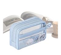 Generisch Portable Pencil Case, Large Capacity Transparent Pen Bag, Cute Aesthetic School Supplies, Stationery Organizer for Teen Girls, Woven Fabric, Storage Case Pens and Pencils