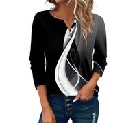 Generisch Primeday Tshirt Damen, Blusen & Tuniken Für Damen, Langarm Tshirt Rundhals Mit Knopfleiste Oberteile Sommer Langarmshirt Tunika Pullover Sportshirt Angebote des Tages Heute Blitzangebote