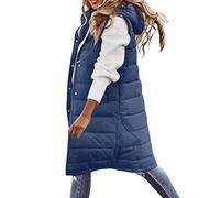 Generisch Puffer Jacket, Boucle Jacke Damen, Weste Lang Winter Steppweste Leicht Ärmellose Winterweste Lange Damenwesten Kapuzenweste Daunenweste Übergangsjacke Wintermantel