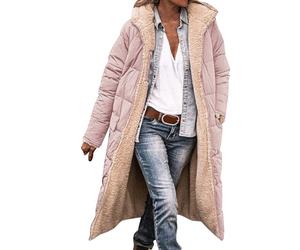 Generisch Puffer Jacket, Boucle Jacke Damen, Wintermantel Lang Warm Winterjacke Outdoor Gefütterte Fleecejacken Winter Jacke Herbst Mantel Herbstjacke Übergangsjacke Steppjacke Parka