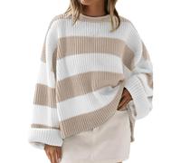 Generisch Pullover Damen Oversize lila Baumwolle elegant Strickjacke Cardigan Langarm top Bluse Tunika Leggings