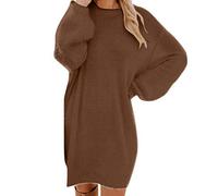 Generisch Pullover Damen Winter Teddy Fleece Longpullover Grosse Grössen Fleecepullover Einfarbig Rundhals Sweatshirt Ohne Kapuze Langarm Winterpullover Warm Oberteil Casual Thermo Kuschelpullover