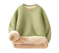 Generisch Pullover Kinder Mädchen Winterpullover Langarm Plüsch Sweatshirt Rundhals Winter Dicke Thermounterwäsche Warm Gefüttertes Fleecepulli Einfarbig Unterhemd Teddyfleece Longpullover