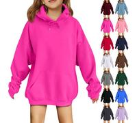 Generisch Pullover Kinder Oversize Mädchen Hoodie Elegant Kapuzenpullover Winter Langarmshirt Sweatshirt Streetwear Pulli Kapuzenpulli Oberteile Black Friday 2024(1-Hot Pink,5-6 Jahre)