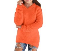Generisch Pullover Mädchen Kapuzenpullover Fleece Sweatshirts mit Kapuze Oversize Pulloverkleid Kinder Strickkleid Freizeitkleider Einfarbiges Sweatshirt für Mädchen Warm Kinder Hoodies 5-16 Jahre