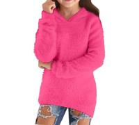 Generisch Pullover Mädchen Kapuzenpullover Fleece Sweatshirts mit Kapuze Oversize Pulloverkleid Kinder Strickkleid Freizeitkleider Einfarbiges Sweatshirt für Mädchen Warm Kinder Hoodies 5-16 Jahre