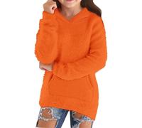Generisch Pullover Mädchen Kapuzenpullover Fleece Sweatshirts mit Kapuze Oversize Pulloverkleid Kinder Strickkleid Freizeitkleider Einfarbiges Sweatshirt für Mädchen Warm Kinder Hoodies 5-16 Jahre