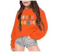 Generisch Pullover Mädchen Ohne Kapuze Buchstaben Grafik Aufdruck Sweatshirt Rundhalsausschnitt Langarmshirt Langarm Pulli Lässig Mode Sweatshirts Stretch Bequem Pullover Orange 160