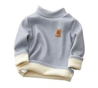 Generisch Pullover Teenager Jungen Langarmshirt Fleecepullover Kinder Gefüttert Sweatshirt Gestreifte Langarm T Shirt Jungen Mädchen Hoher Kragen Weiche Tops Tshirt Unisex Winter Warmes