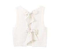 Generisch Pullover-Weste, Top für Damen, Herbsts, lässig, bauchfreier Strick-Cardigan, Weste, Fliege hinten, gestrickte Tank-Tops, ärmellos, bauchfreier Strick-Cardigan, Streetwear