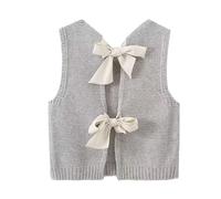 Generisch Pullover-Weste, Top für Damen, Herbsts, lässig, bauchfreier Strick-Cardigan, Weste, Fliege hinten, gestrickte Tank-Tops, ärmellos, bauchfreier Strick-Cardigan, Streetwear