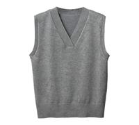 Generisch Pullunder Damen Baumwolle Pullover Weste Ärmellos Strickpullover V-Ausschnitt Einfarbig Strickweste Leichte Dünnes Feinstrick Sweater Herbstpullover Unterhemd Alltag