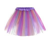 Generisch Regenbogen Tüllrock Damen Tutu bunt Tüll Rock Ballet Tanzrock Kurz Ballett Tütü Rockabilly Petticoat Unterrock Tanzkleid Rockabilly 80er Tütü Minirock Karneval Kostüm