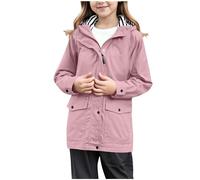 Generisch Regenjacke Kinder Wasserdicht Softshelljacke Regenjacke Mädchen Wind Übergangsjacke Softshelljacke mit Kapuze Dünne Sportjacke Leichte Gefütterte Jacken Herbst Windjacke Winddicht Mantel