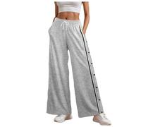 Generisch Reha Hose Damen Seitlich zu öffnen Baggy Trainingshose Jogginghose mit Seitlicher Knopfleiste Elastisches Band Kordelzug Sporthose Weites Bein Basketball Fitness Gym Sportswear Freizeithose