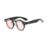 Generisch Retro Runde Sonnenbrille für Damen & Herren, Vintage Brille mit Clip-On Gläsern Sunglasses Alltagsbrille