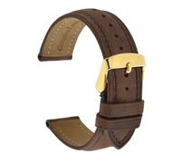 Generisch Retro-Uhrenarmband aus Rindsleder, natürlicher Riss, 18 mm, 19, 20, 21, 22, Schwarz, Braun, Grau mit Edelstahlschnalle(Brown A-Gold,23mm)