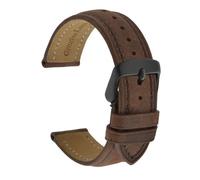 Generisch Retro-Uhrenarmband aus Rindsleder, natürlicher Riss, 18 mm, 19, 20, 21, 22, Schwarz, Braun, Grau mit Edelstahlschnalle(Brown A-Black,18mm)