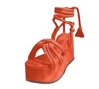 Generisch Riemchensandalen Damen Pantoletten mit Absatz Sommerschuhe Plateau Sandalen Elegant Plattform Pumps Retro Plateau Schuhe Keilabsatz Anti-Rutsch-Sandalen Sommerpantoffeln FüR Zuhause