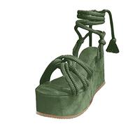 Generisch Riemchensandalen Damen Pantoletten mit Absatz Sommerschuhe Plateau Sandalen Elegant Plattform Pumps Retro Plateau Schuhe Keilabsatz Anti-Rutsch-Sandalen Sommerpantoffeln FüR Zuhause