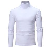 Generisch Rollkragenshirt Herren Baumwolle Winter Slim Fit Rollkragenpullover Rollkragen Schwarz Thermo Rolli Turtleneck Weiß Dünn Langarmshirt Sweatshirt