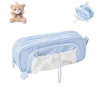 Generisch Rosy Posy Pencil Case, Kawaii Pencil Case with Rosy Posy Pens, Cute Aesthetic Pouch Holder Drawstring Pen Case，Counting Stars PencilCase Big Capacity (Blue)