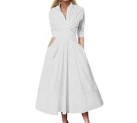 Generisch Rotes Samtkleid Einfarbiges Damen-Cocktail-Partykleid mit Langen Ärmeln, Kragen, Gürtel plissierten Taschen für die Arbeit Minikleid Schwarz Glitzer