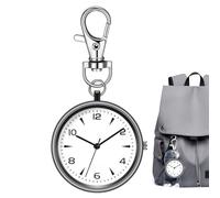 Generisch Round Key Chain Clip, Pocket Watch, 3.23x1.57x0.28in Quiet Analog Clock, Unisex Design, Metal Construction for Home, Workplace, School, Travel, Outdoor Activities, Backpack, Men