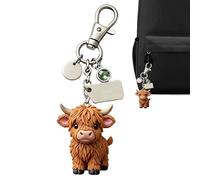 Generisch Rucksack Schlüsselanhänger - 2 Inch 3D Kuh Anhänger | Resin Cartoon Tier Keychain - Niedlicher Taschen Charm Deko Schlüsselring Für Rucksack Handtasche Auto Schulgeschenk Kinder Teen