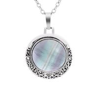 Generisch Runde Kristall Halskette Mit Langem Anhänger, Vintage, Hohl, Filigran, Natürliche Halbedelsteine, Anhänger, Halskette, Heilstein, Schmuck, Geschenk Für Frauen Und Männer, Fluorit