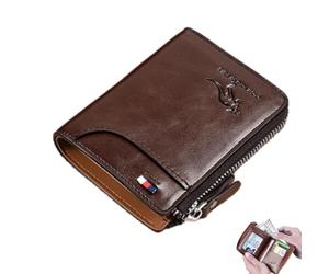 Generisch 's Wallet - Leather Zipper Purse, ID Window, Coin Pocket | Durable PU Leather, -Blocking Technology, Multiple Card Slots, Compact 12x10x2cm, Zipper Security Closure, for Cash, Card
