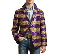 Generisch Sakko Herren Cord Karneval V-Ausschnitt 3D Druck Jacke mit Knöpfen Anzugjacke Festliche Freizeit Kostüm Leicht Stretch Smoking Party Sakkos Jackett Bequeme Blazer Weiche Freizeitjacke