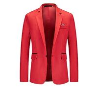 Generisch Sakko Herren Tweed Vintage Blazer Modern Anzugsjacke 2 Knöpfe Business Jackett mit Taschen Herren Sakko Sportlich Anzüge Für Herren Slim Fit Rotes Jackett Herren